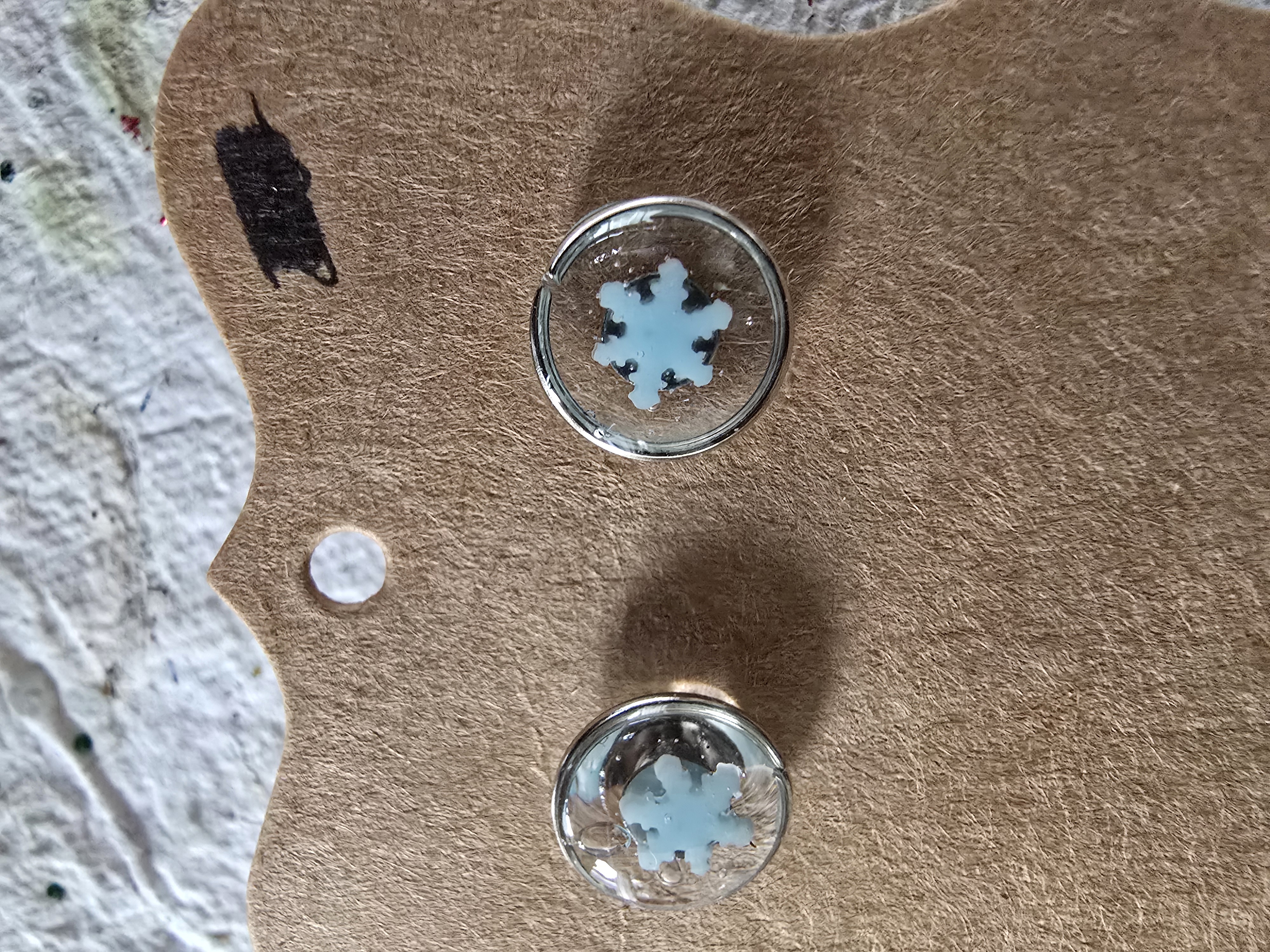 Snowflake Stud Earrings — Hypoallergenic, Resin Coated
