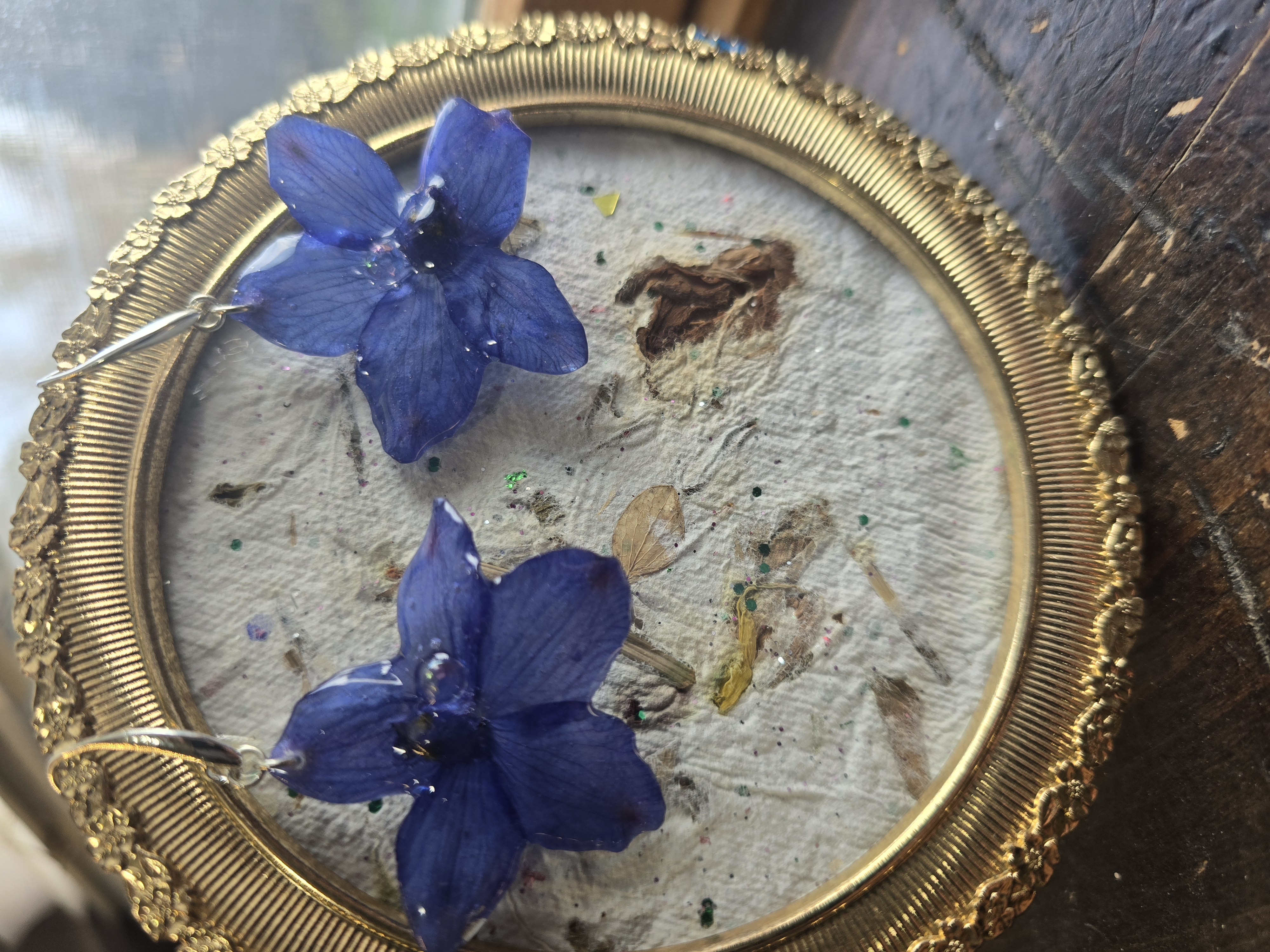 Blue Delphinium Real Bloom Earrings