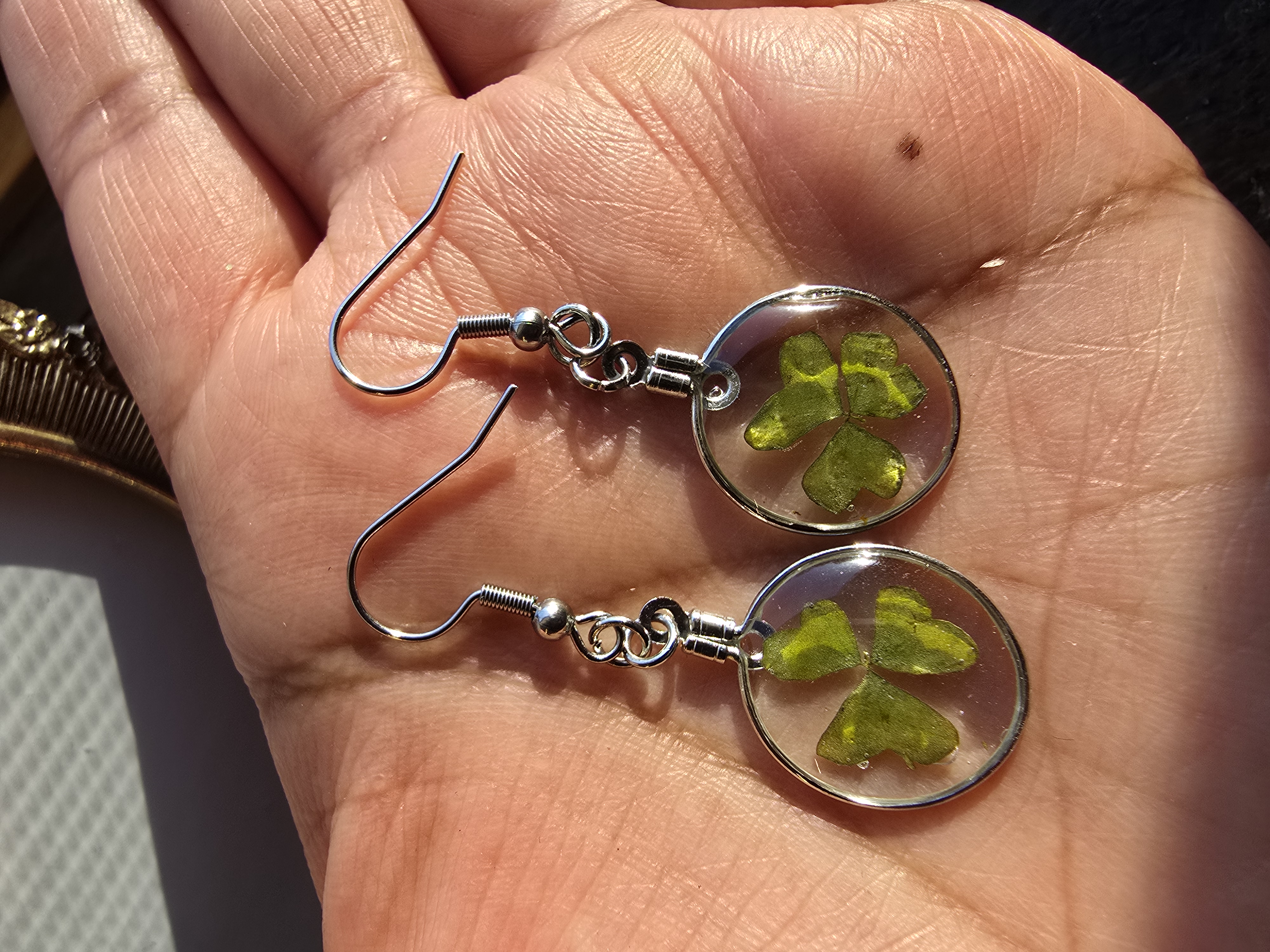 Mini Real Shamrock Earrings