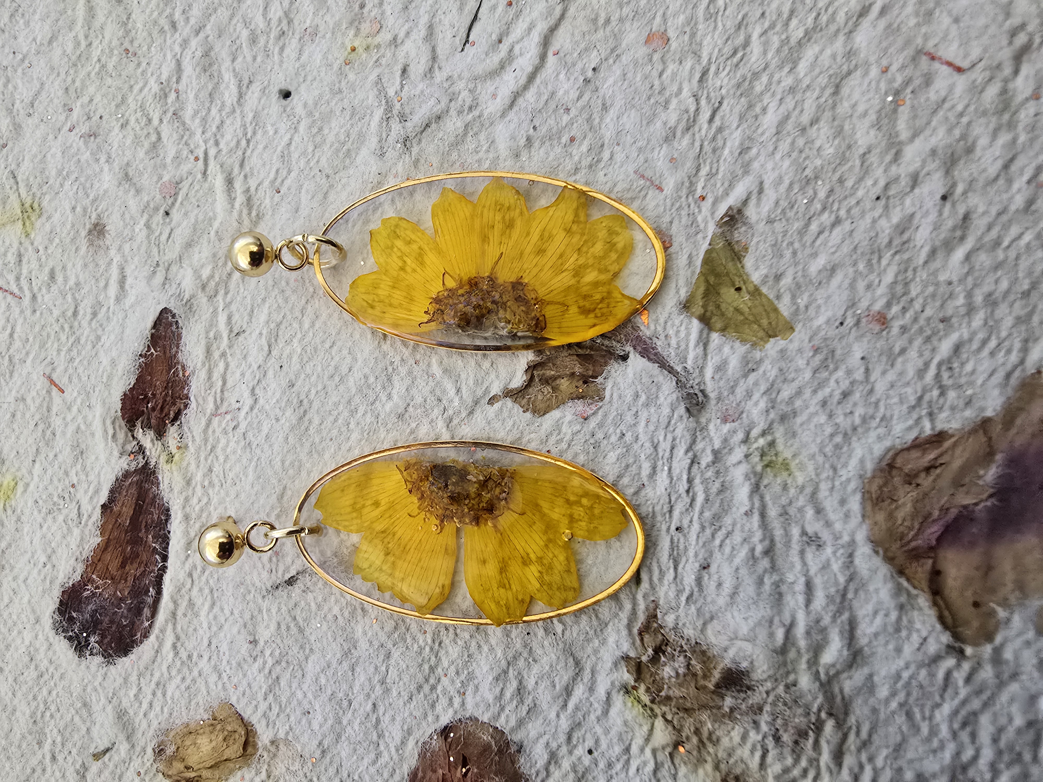  Mini Encased Sunflower Earrings