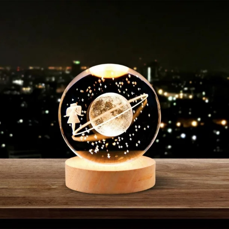 Lampara Bola De Cristal Luz Nocturna