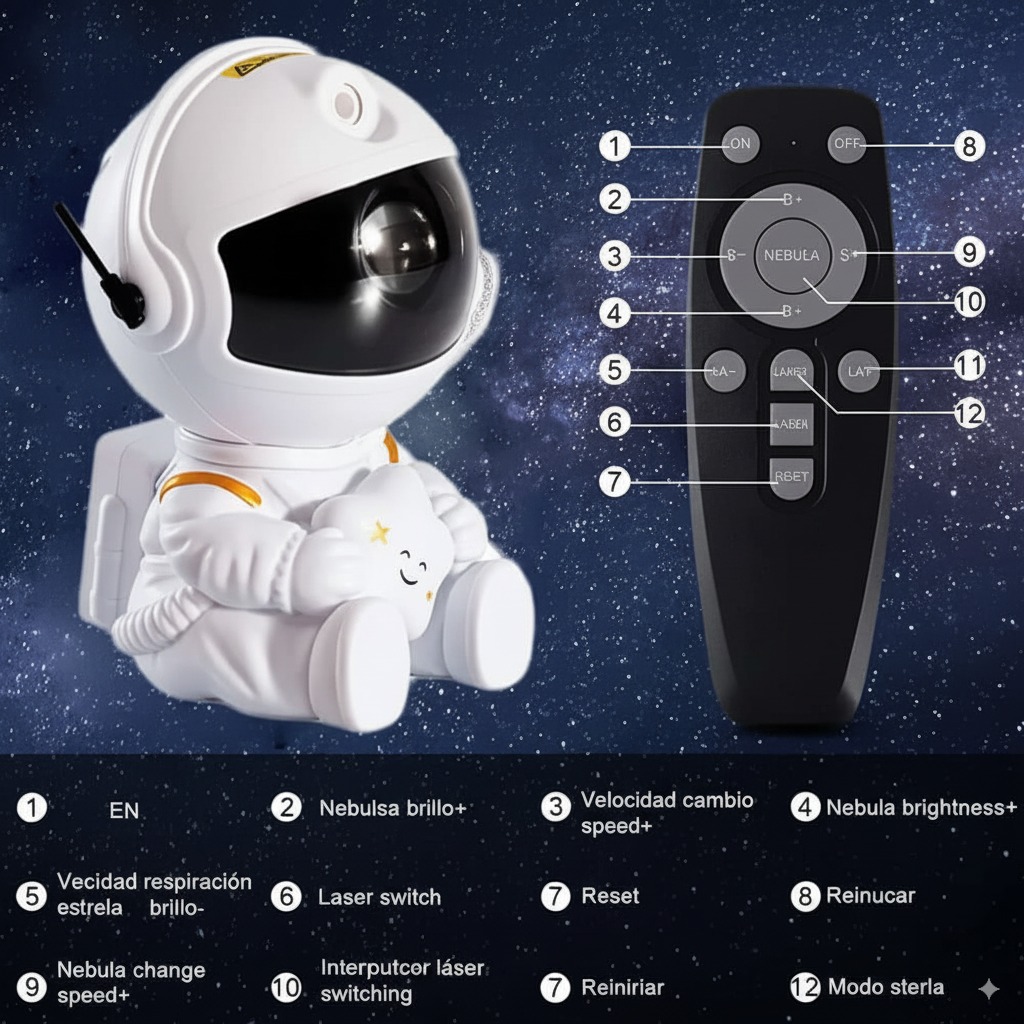 Proyector astronauta con control remoto