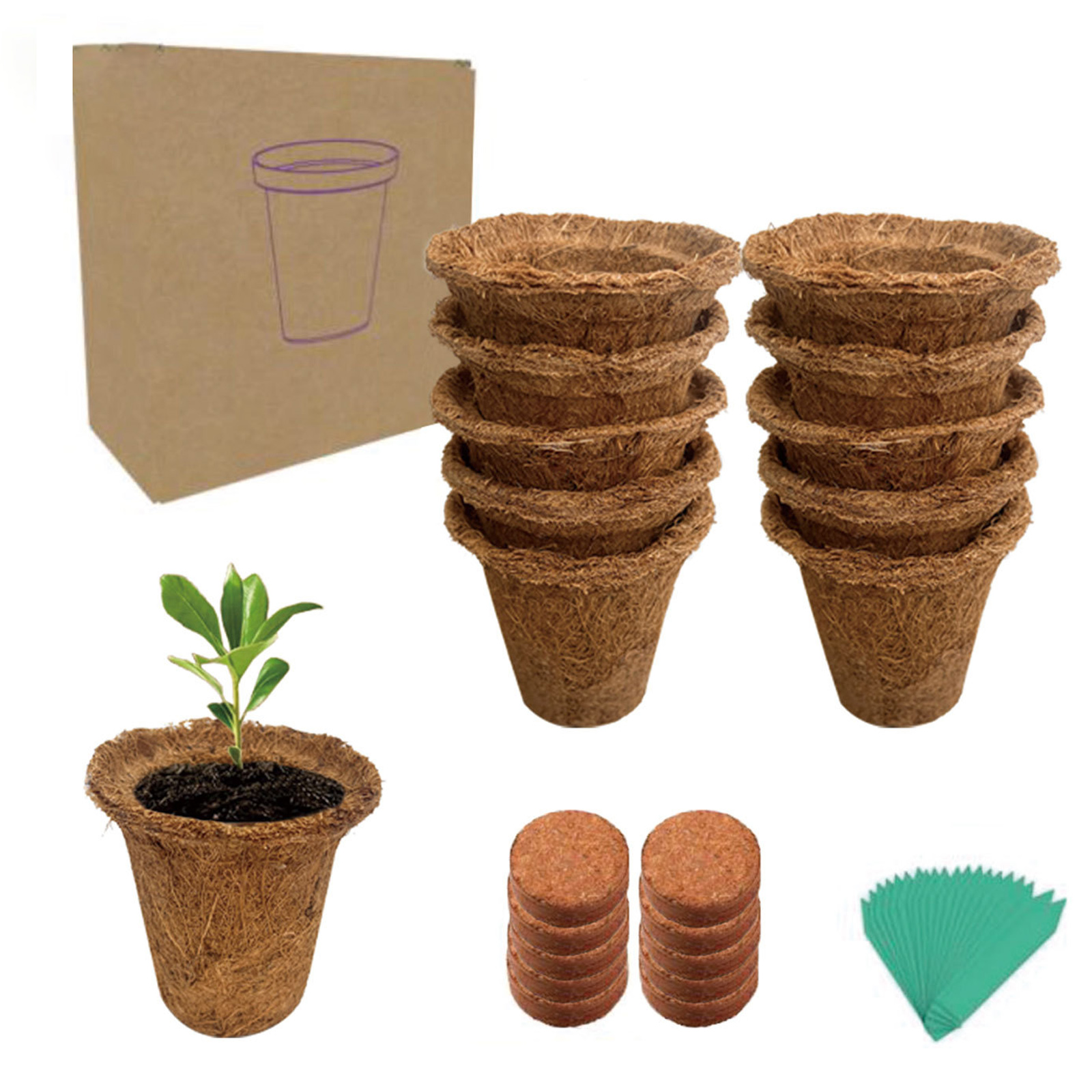 100% Biodegradable Coco Coir Seedling Pots