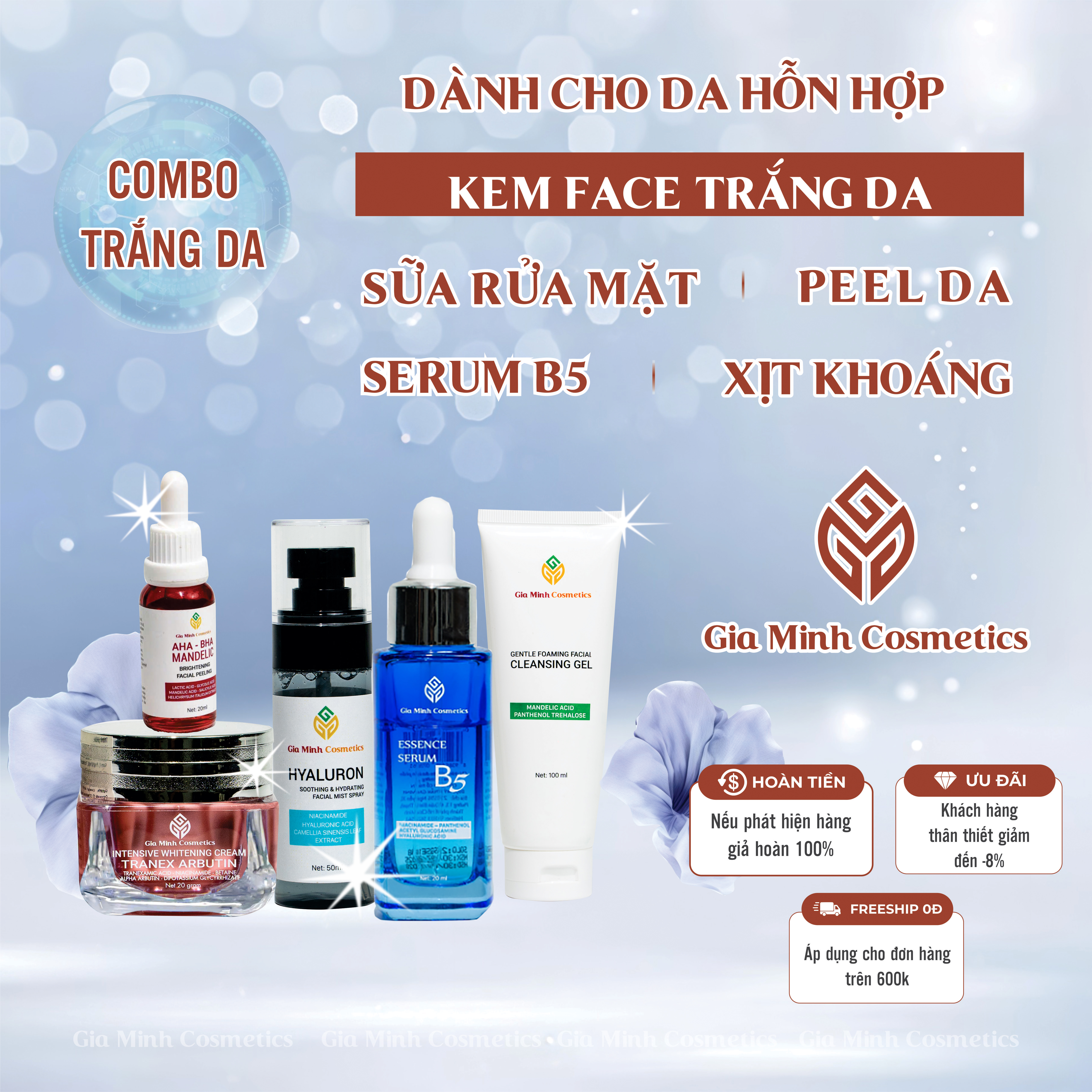 COMBO TRẮNG DA DÀNH CHO DA HỖN HỢP 