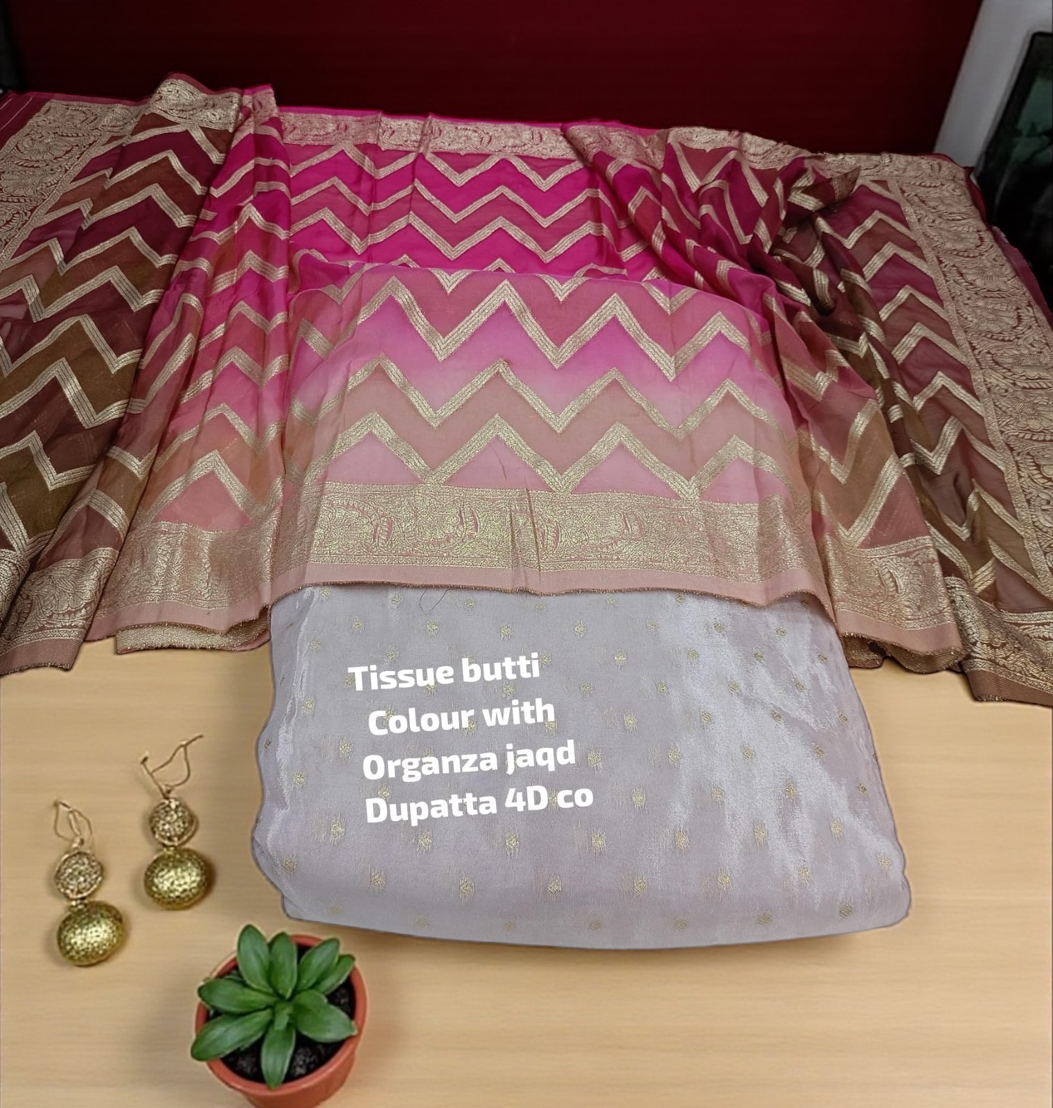 Tissue butti Colour with Organza jaqd Dupatta 4D co