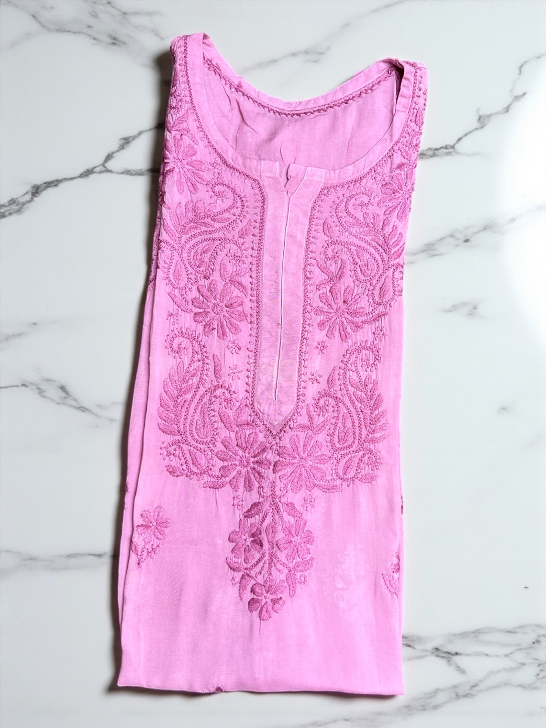 Pink embroidered kurta Lucknowi Embroidery 