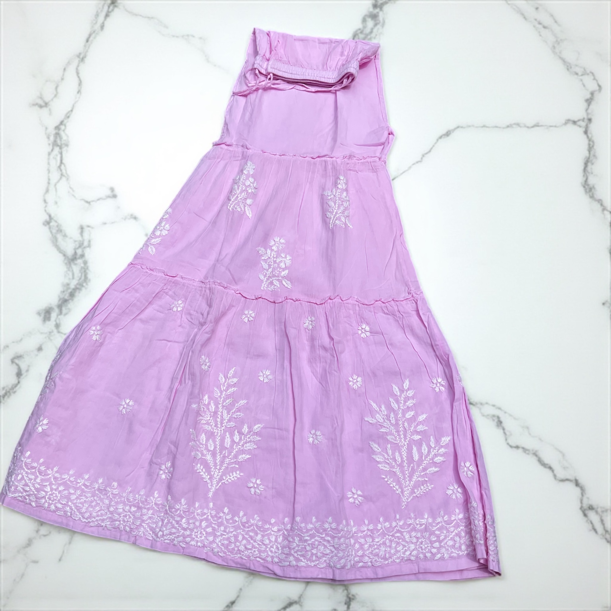 Lilac Embroidered Kurta Set Lucknowi Embroidery