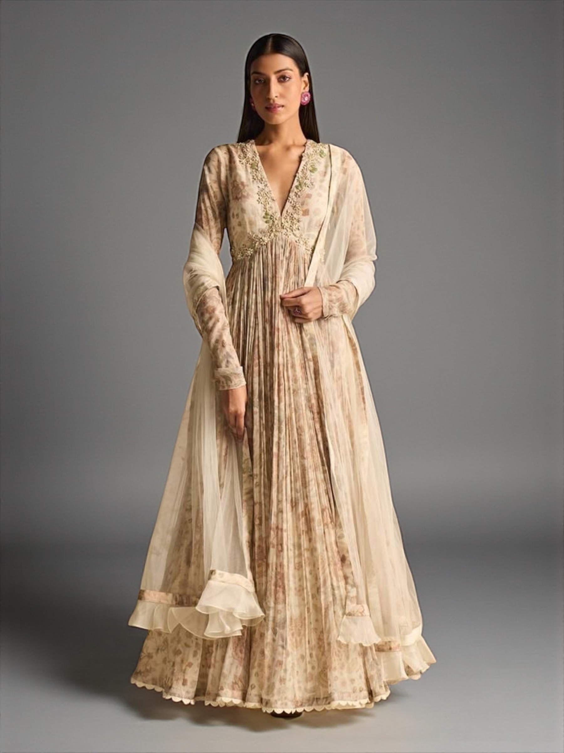 Satin georgette Digital print With Mukesh