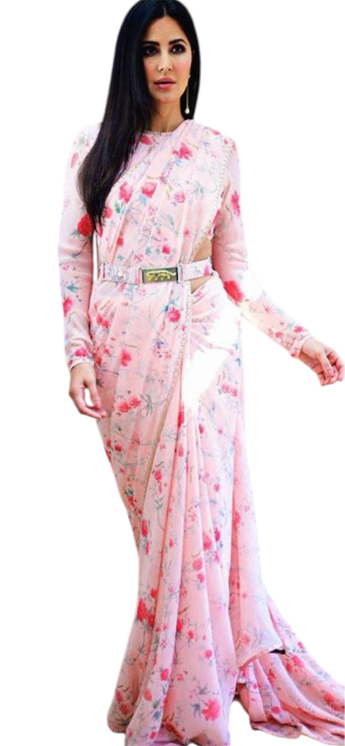 Poly Georgette Digital print With embroidery 