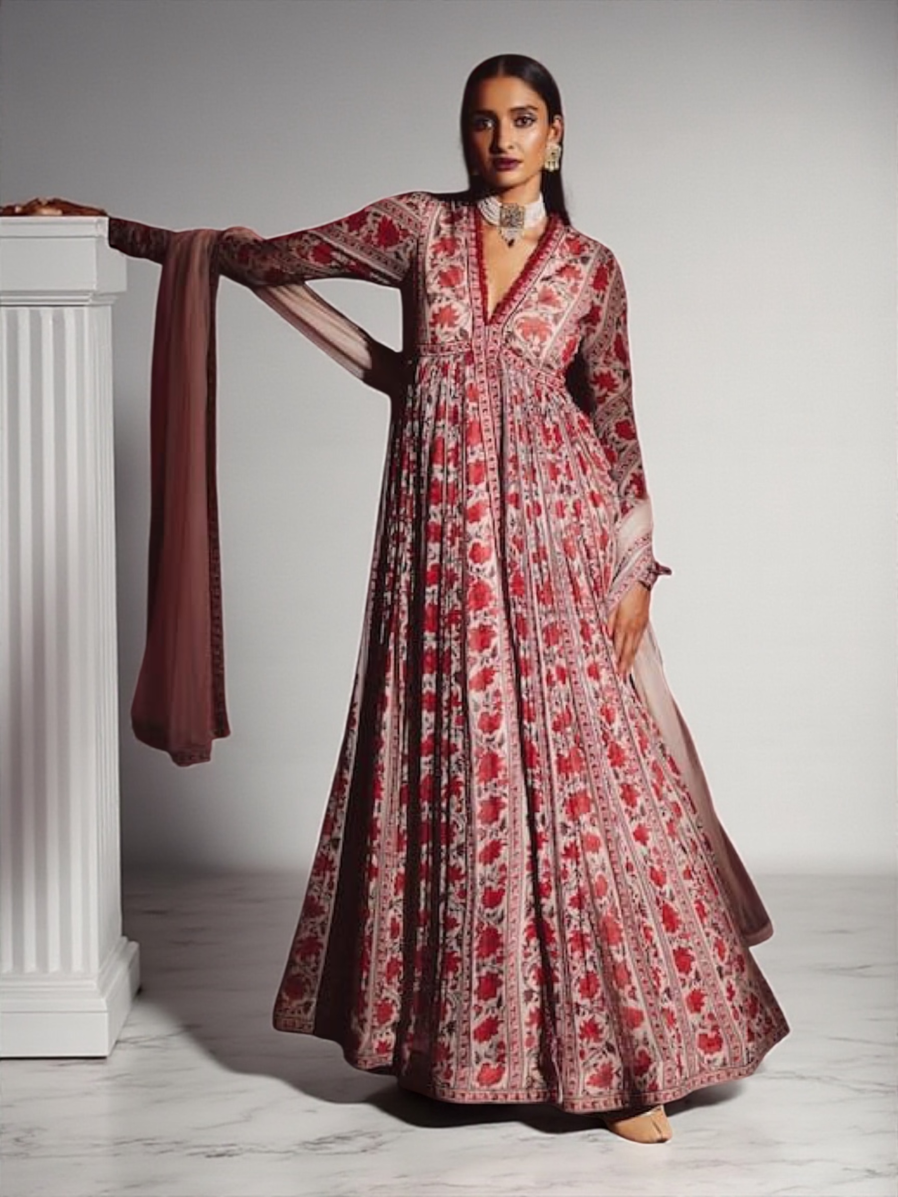 Satin georgette Digital print With Mukesh