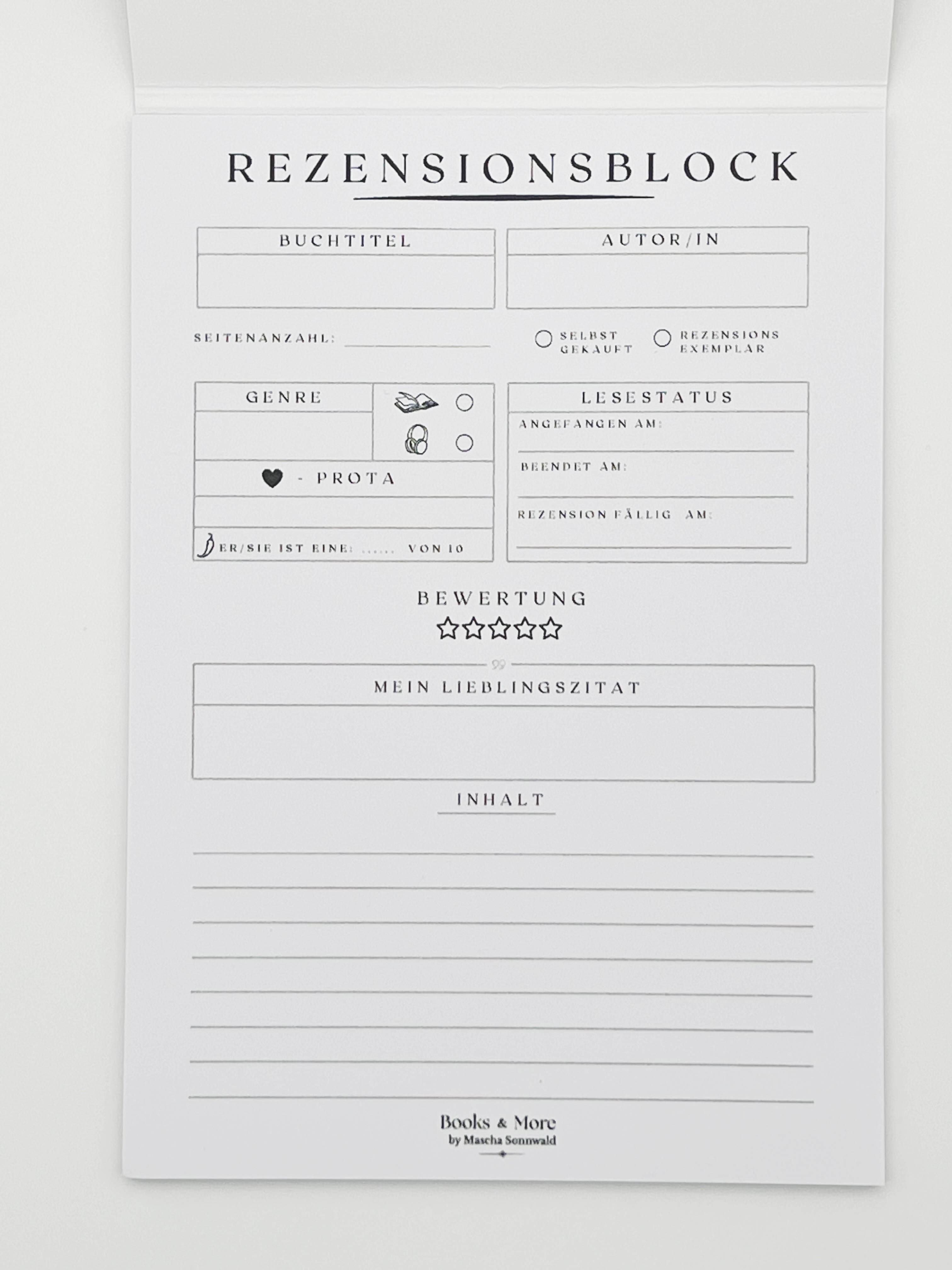 Rezensionsblock mit Bleistift