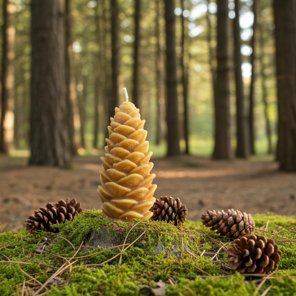Pinecone-Shaped Beeswax Candle