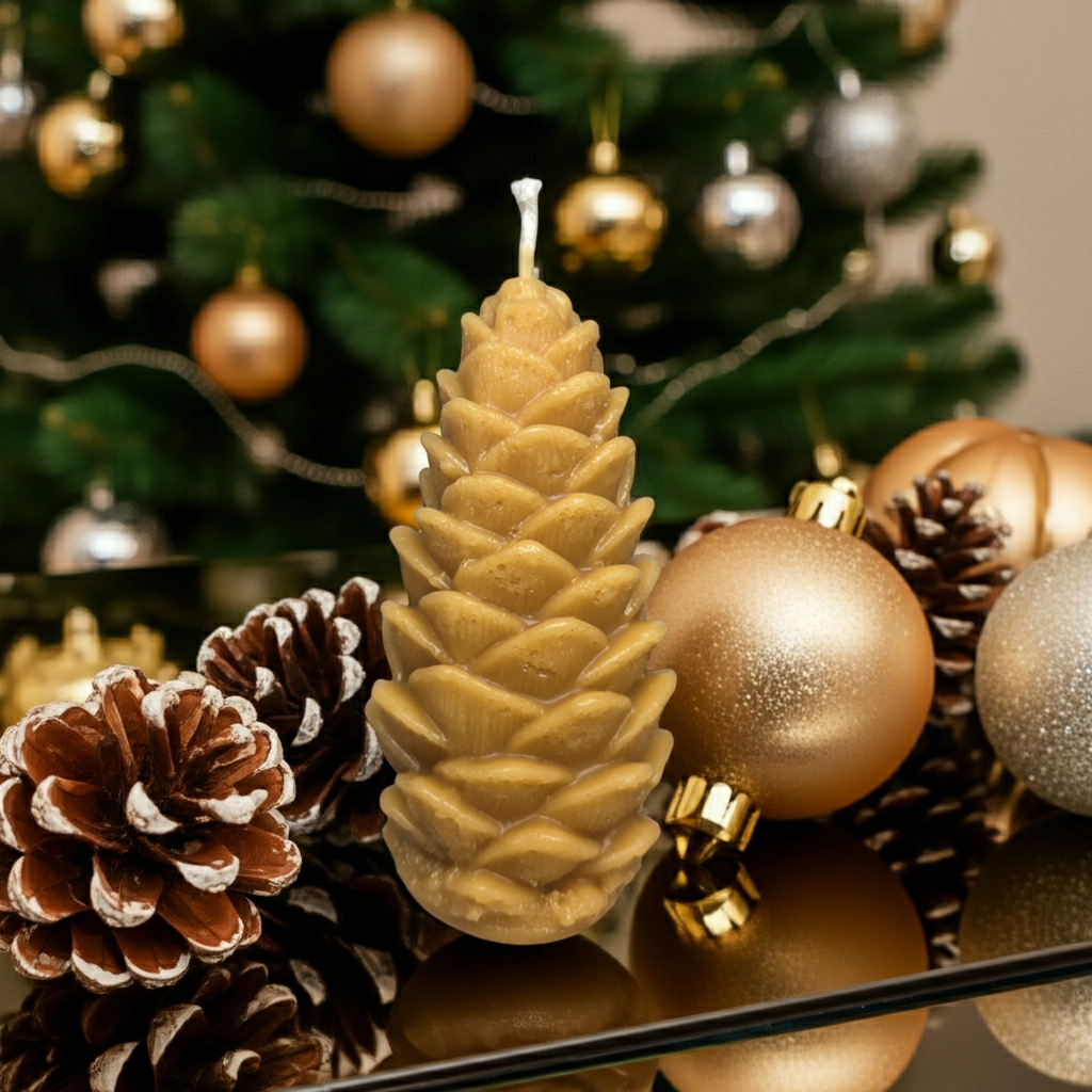 Pinecone-Shaped Beeswax Candle