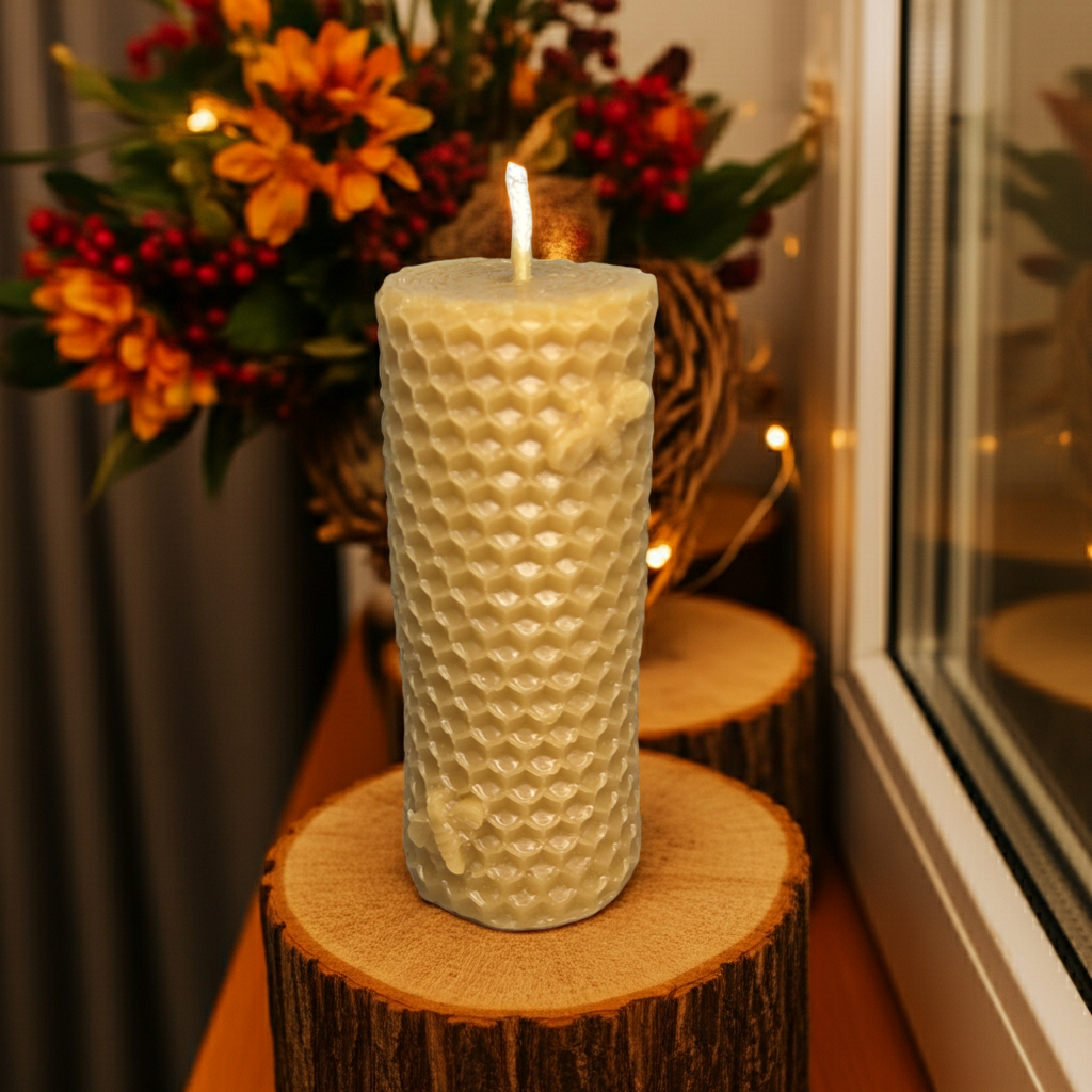 Beeswax pillar candle