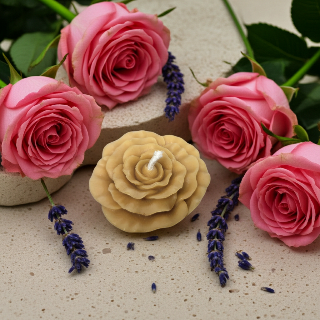 Beeswax Rose Candle