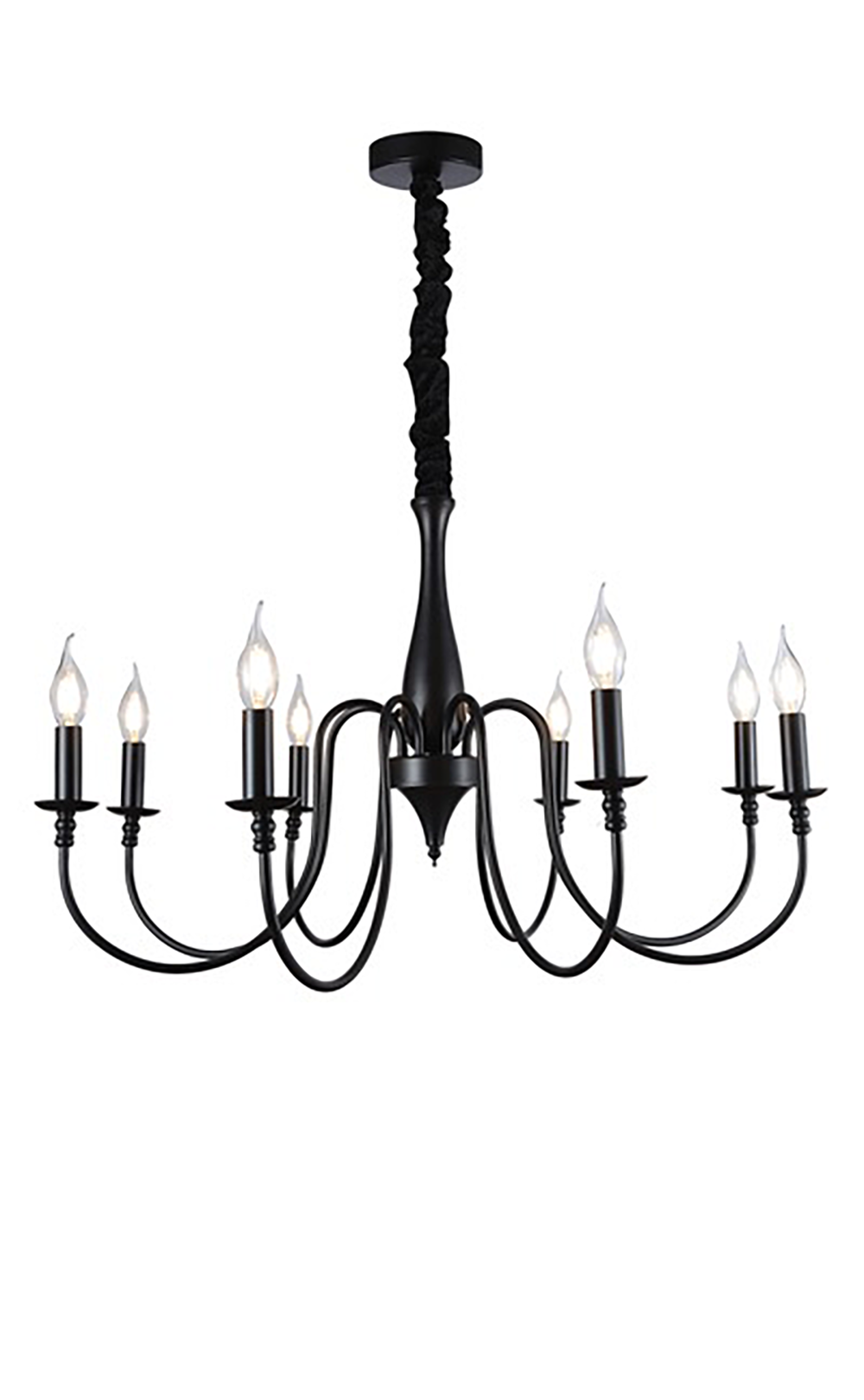 DL61318 BK - ELEGANT BLACK CANDLE-STYLE CHANDELIER