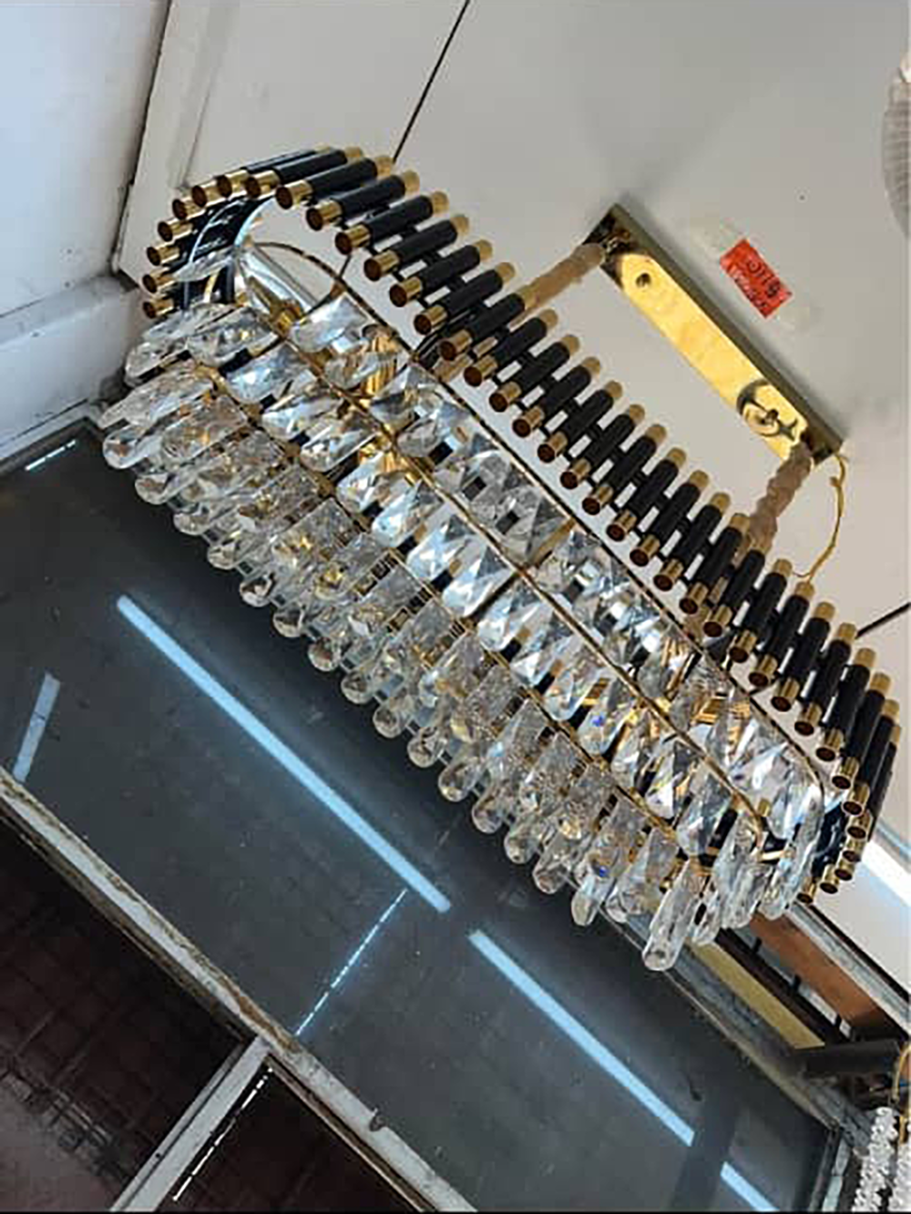 DL6505/800 BK+GD PARLOR LAMP-  CRYSTAL CHANDELIER 