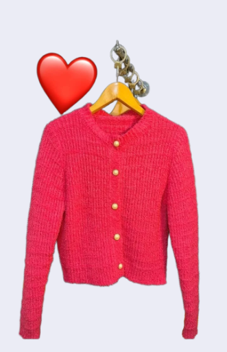 Cardigan Rajut Merah Muda