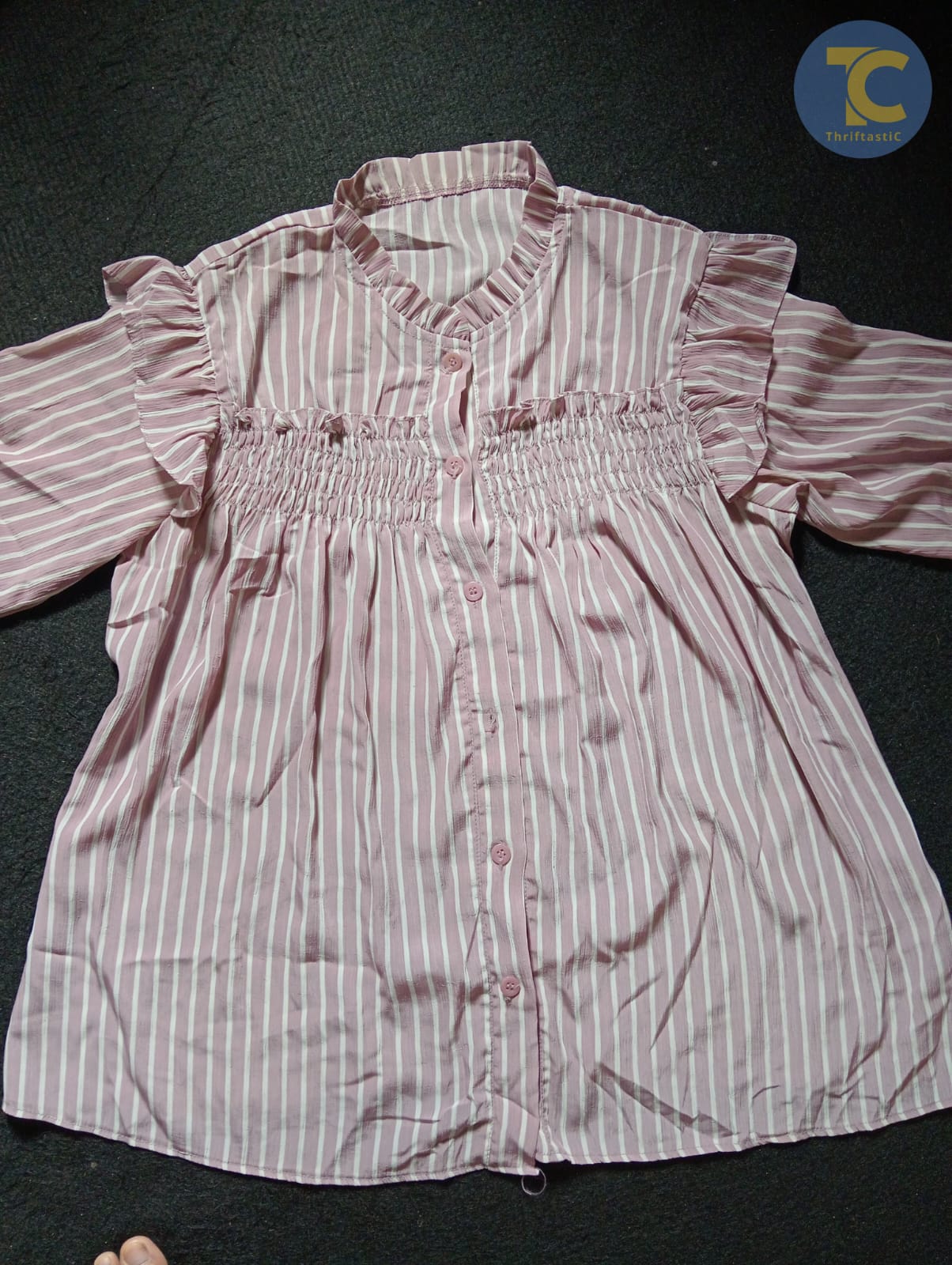  blouse salur pink putih