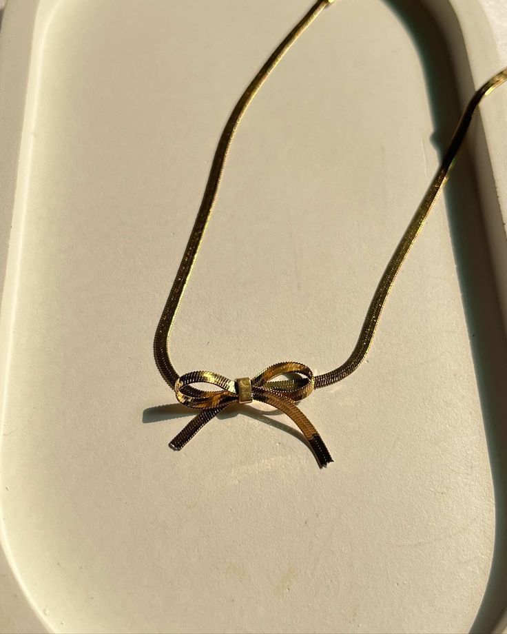 bow snake chain anti tarnish necklace