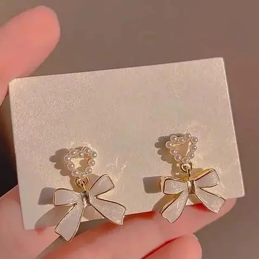 pearl bow korean earring 