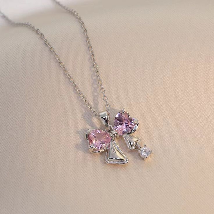 Angle pink Bow Korean style Pendent