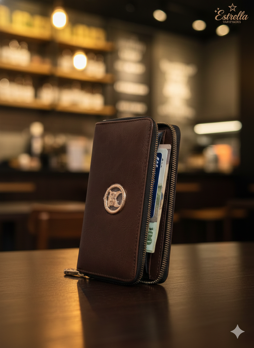 Cartera de piel con cierre