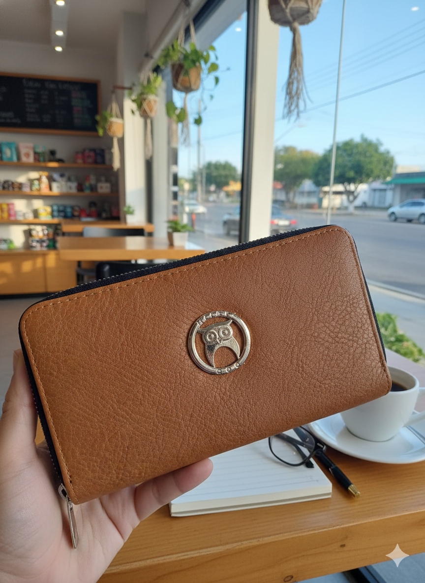 Cartera de piel marrón