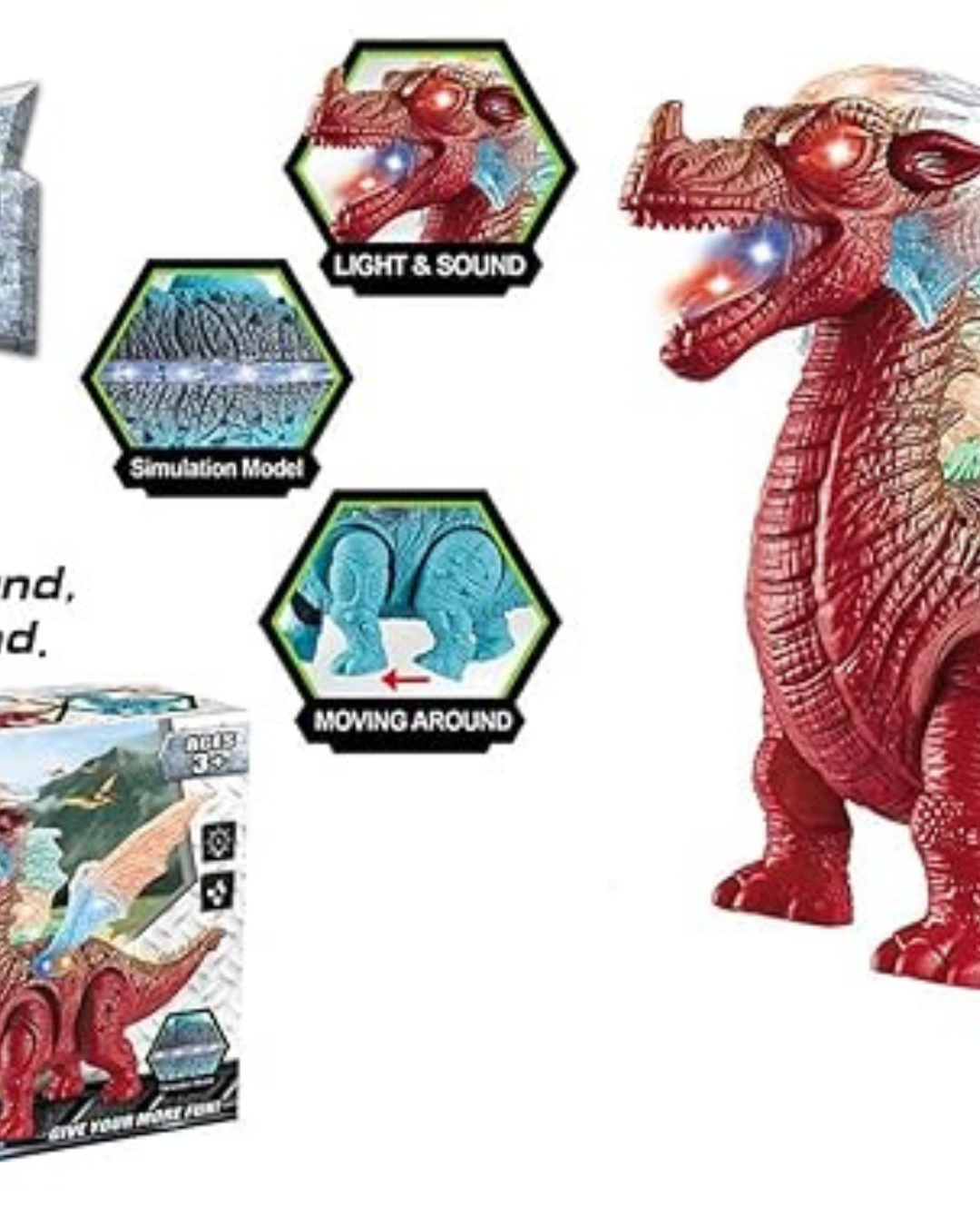 Juguete dinosaurio con luz y sonido