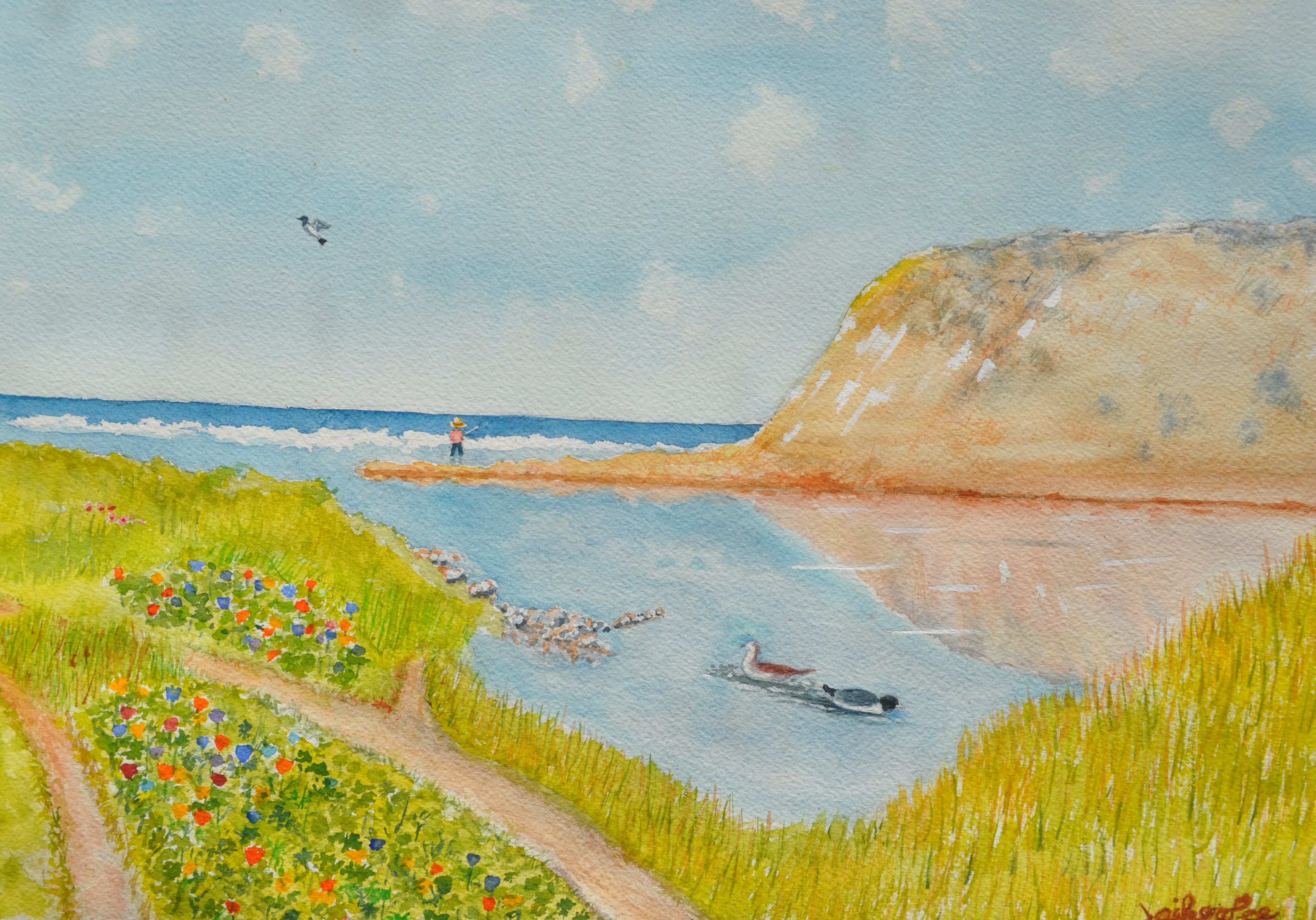 Lone Fisherman by the Sea