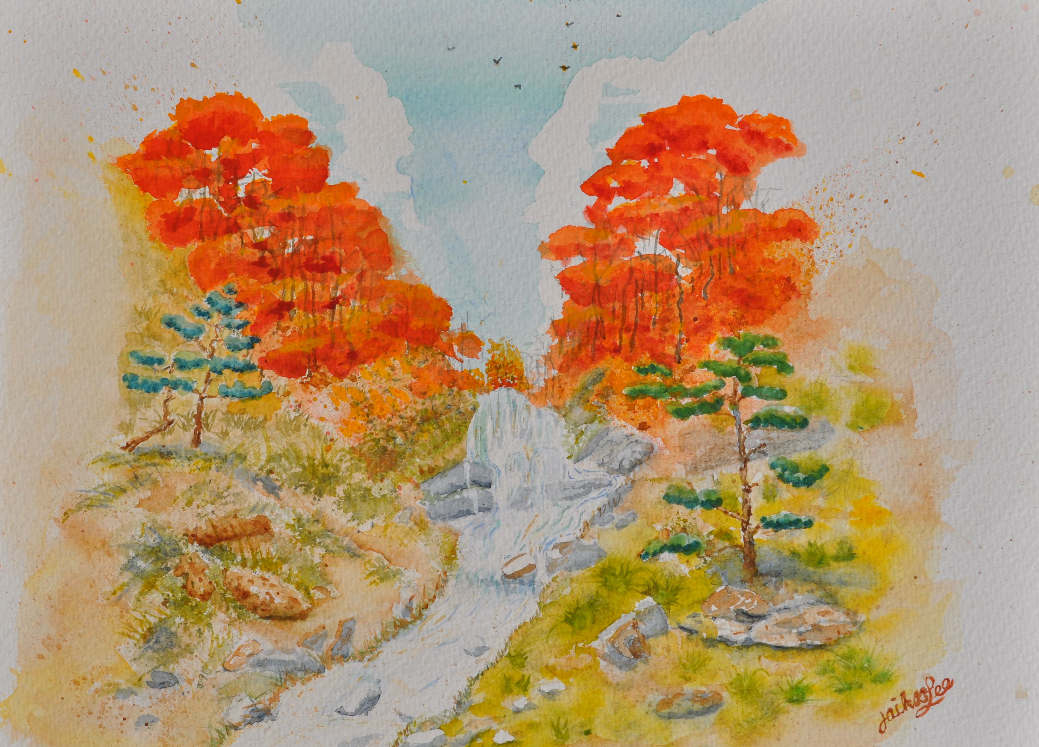 Waterfall Through The Autumnal Colors
