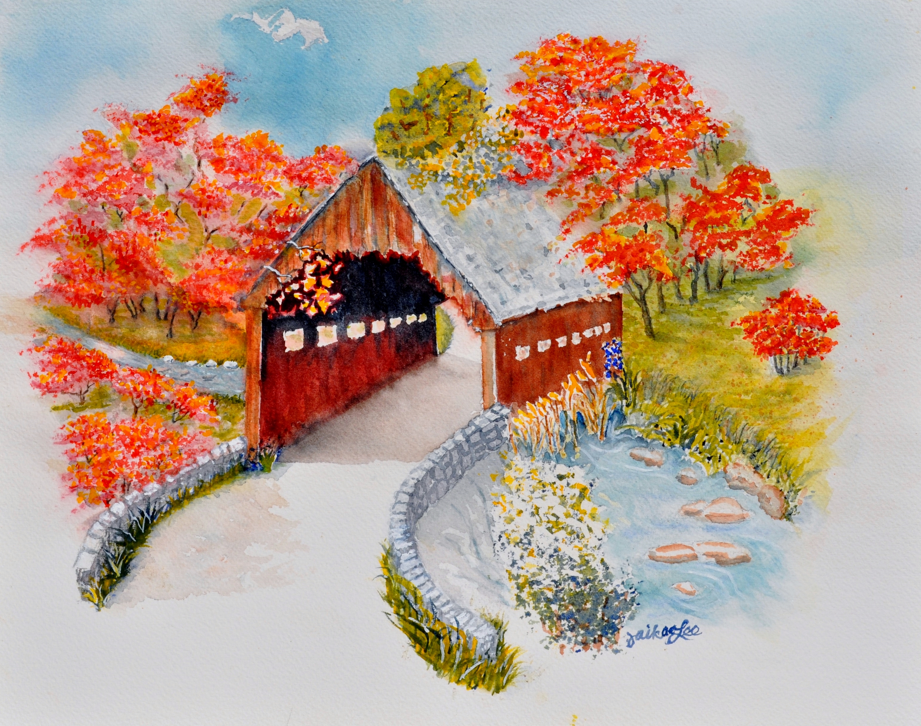 Covered Bridge in New England Fall