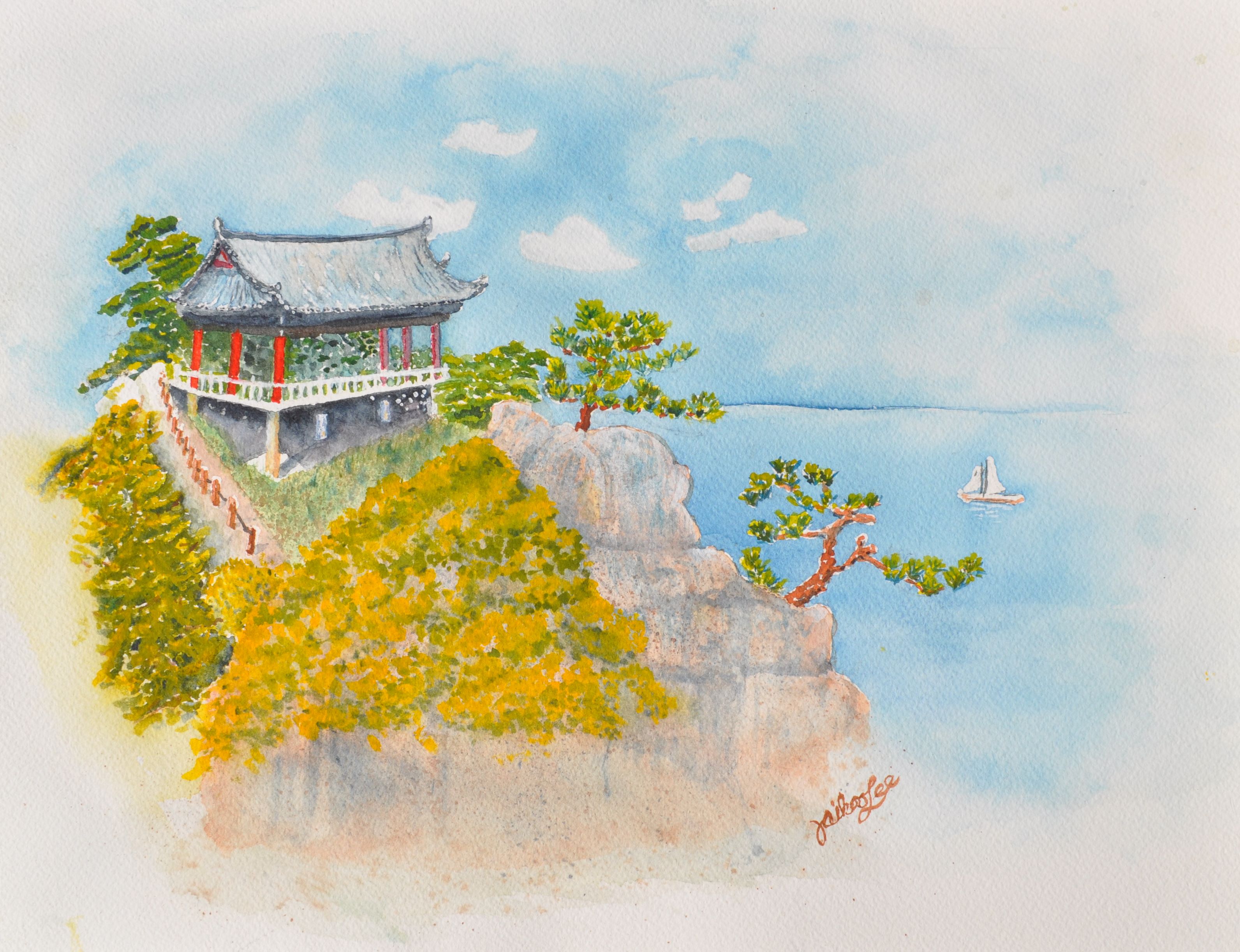 Pagoda On A Rocky Land's End