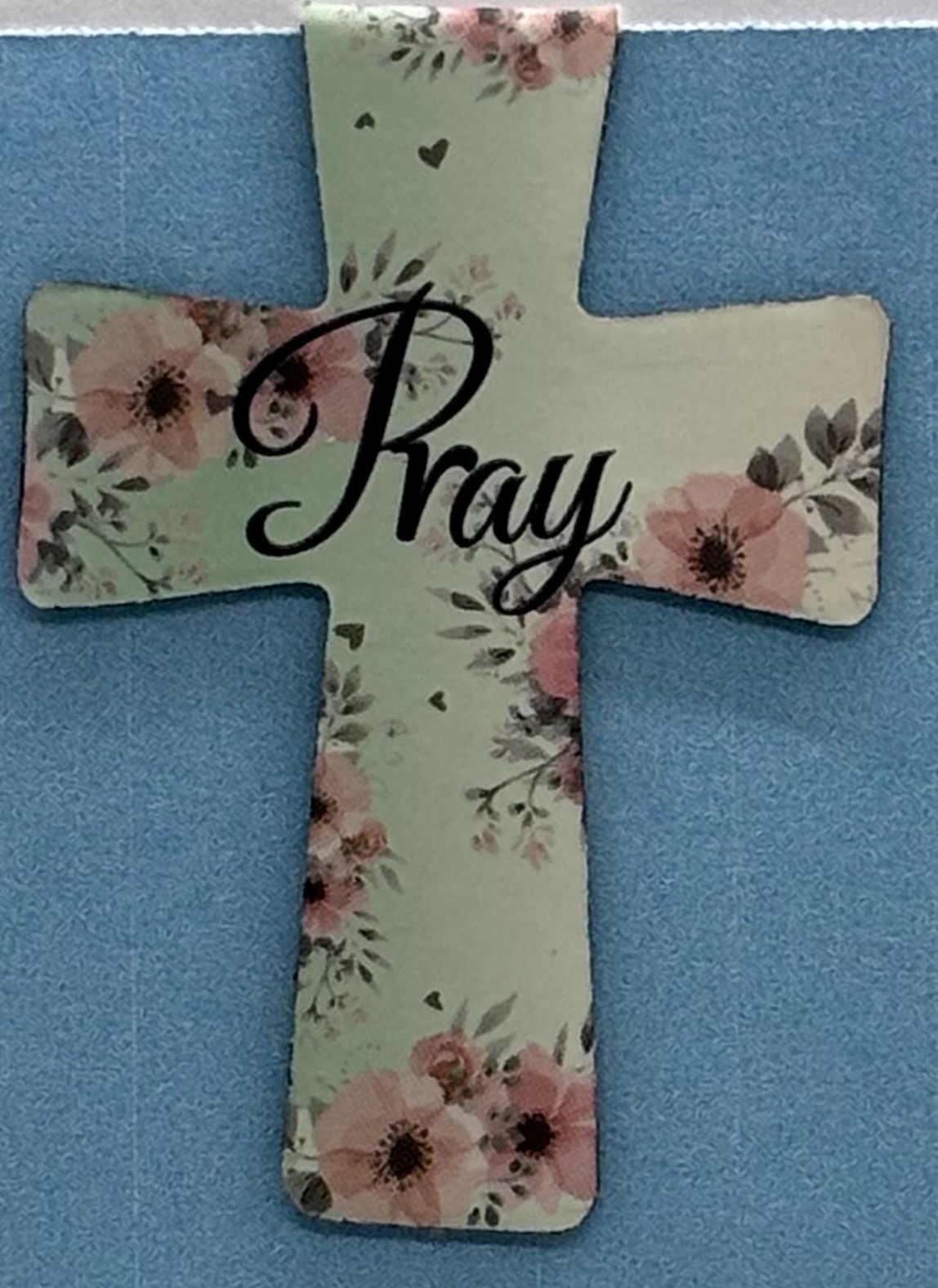  Floral "Pray"  Decorative Cross Magnetic Bookmark