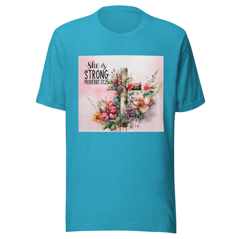 She Is Strong Proverbs 31:25 Floral T-Shirt