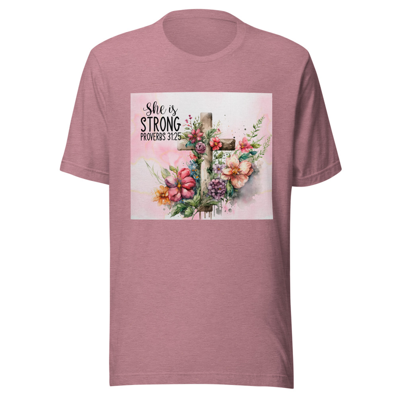 She Is Strong Proverbs 31:25 Floral T-Shirt