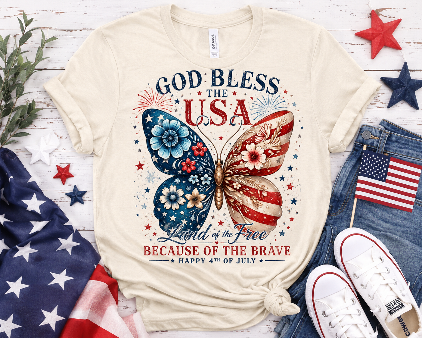 God Bless the USA Butterfly T-Shirt
