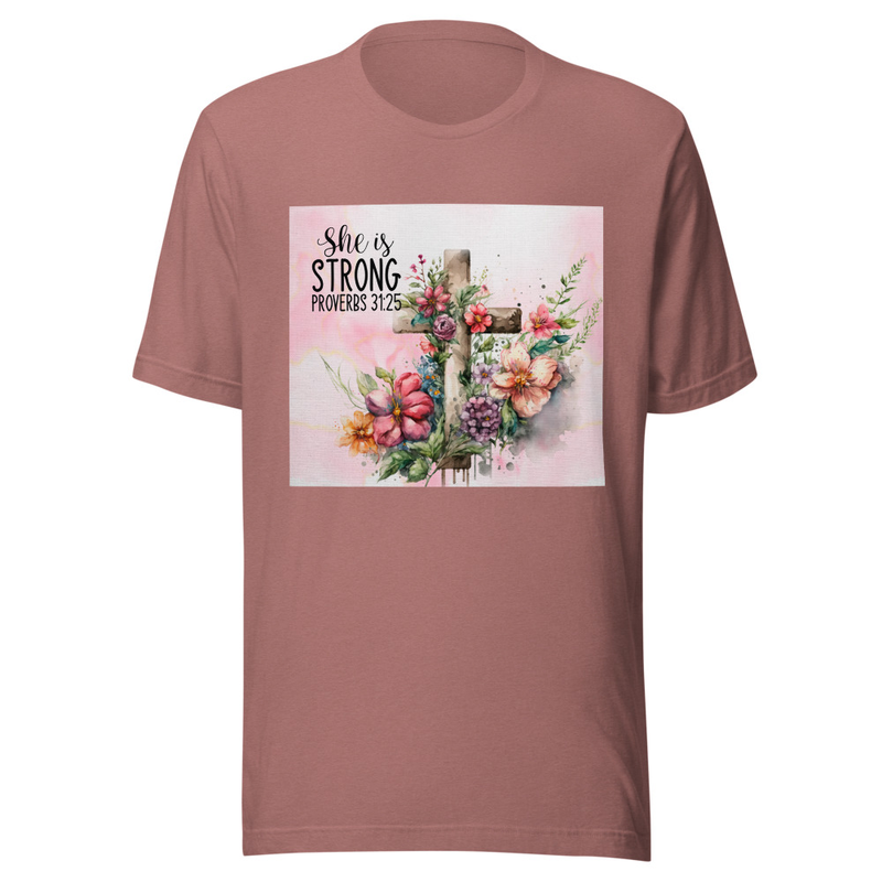 She Is Strong Proverbs 31:25 Floral T-Shirt