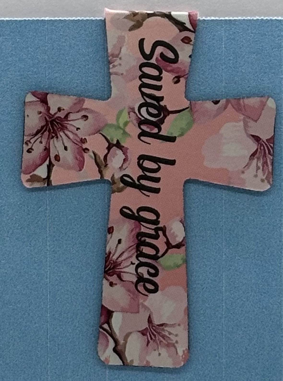 Saved by Grace Floral Cross Magnetic Bookmark