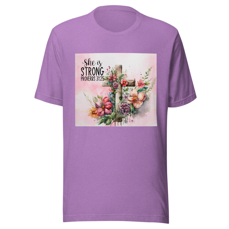 She Is Strong Proverbs 31:25 Floral T-Shirt