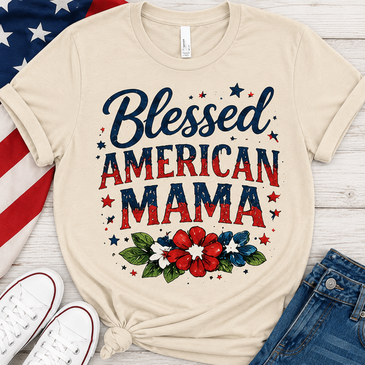 Blessed American Mama T-Shirt
