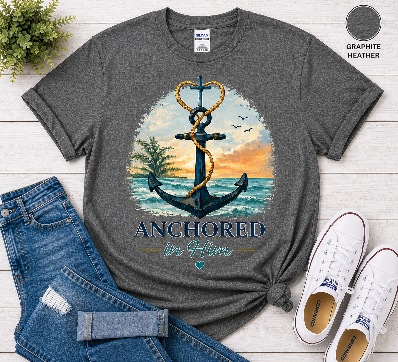 Anchored in Him T-Shirt