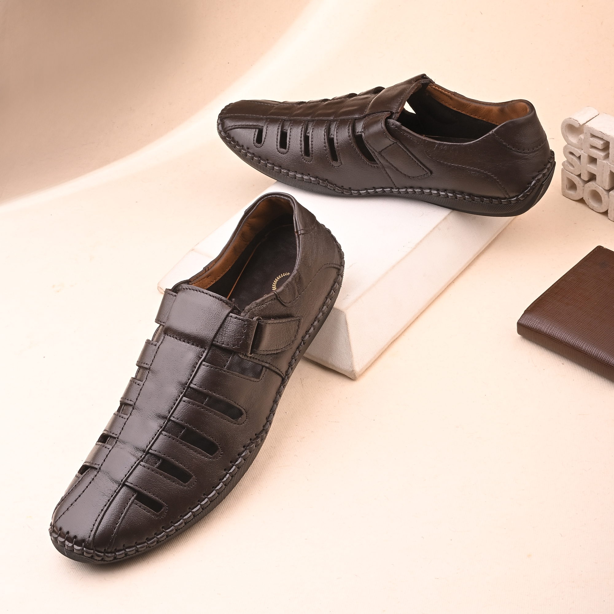 Mens Leather Sandals Brown