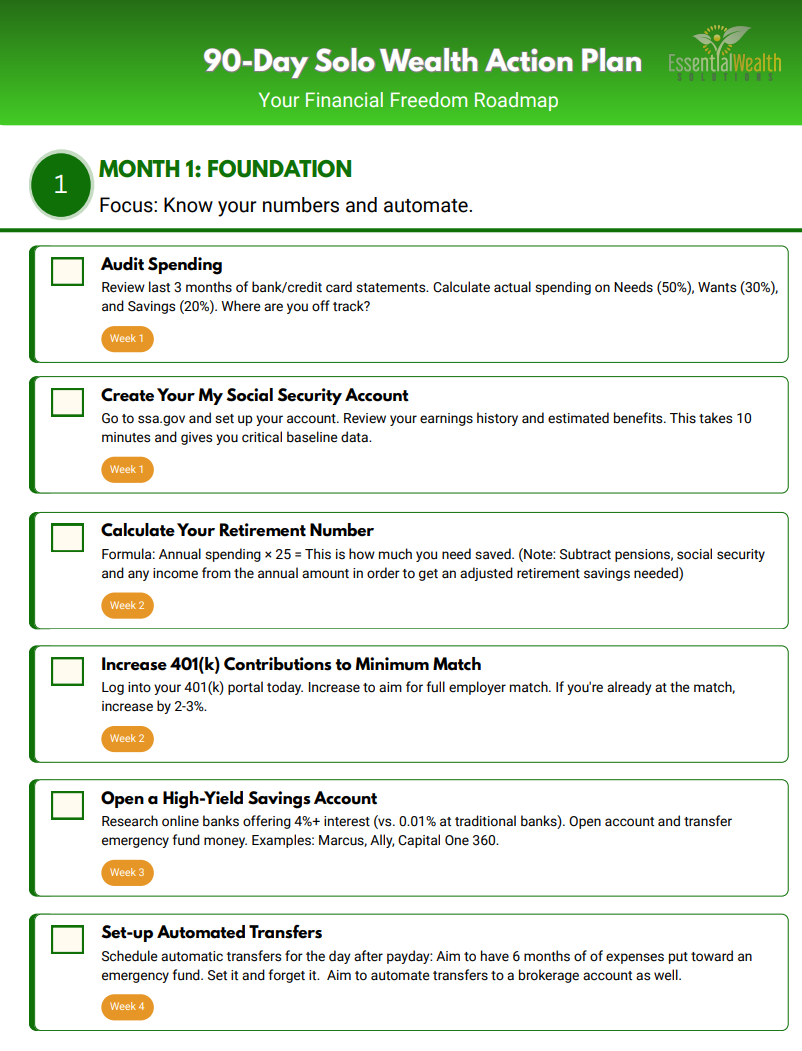 90-Day Solo Wealth Action Plan