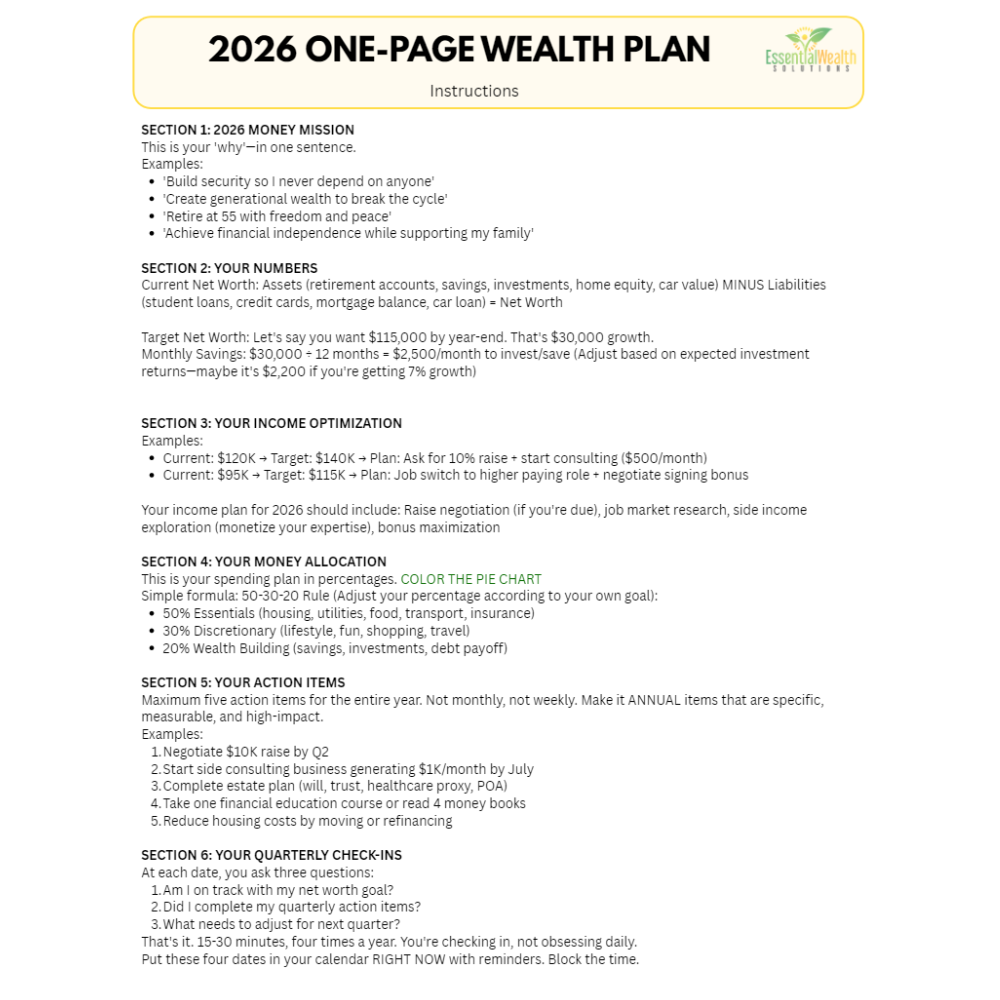 2026 Wealth Plan Digital Worksheet