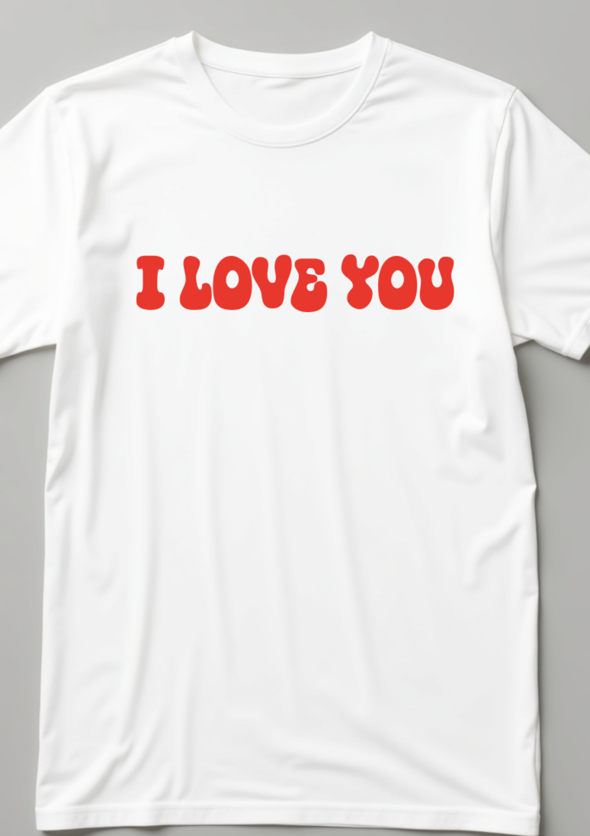 Playera con frase de amor I Love You en letras rojas