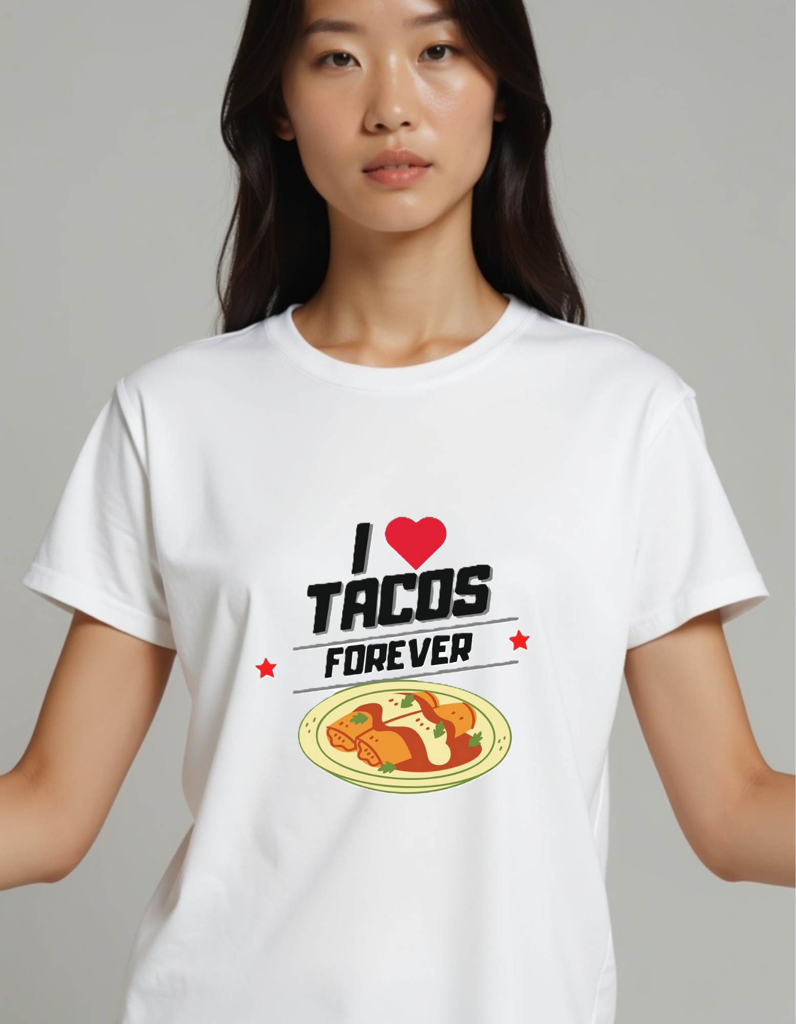 Playera con la frase I Love Tacos Forever 