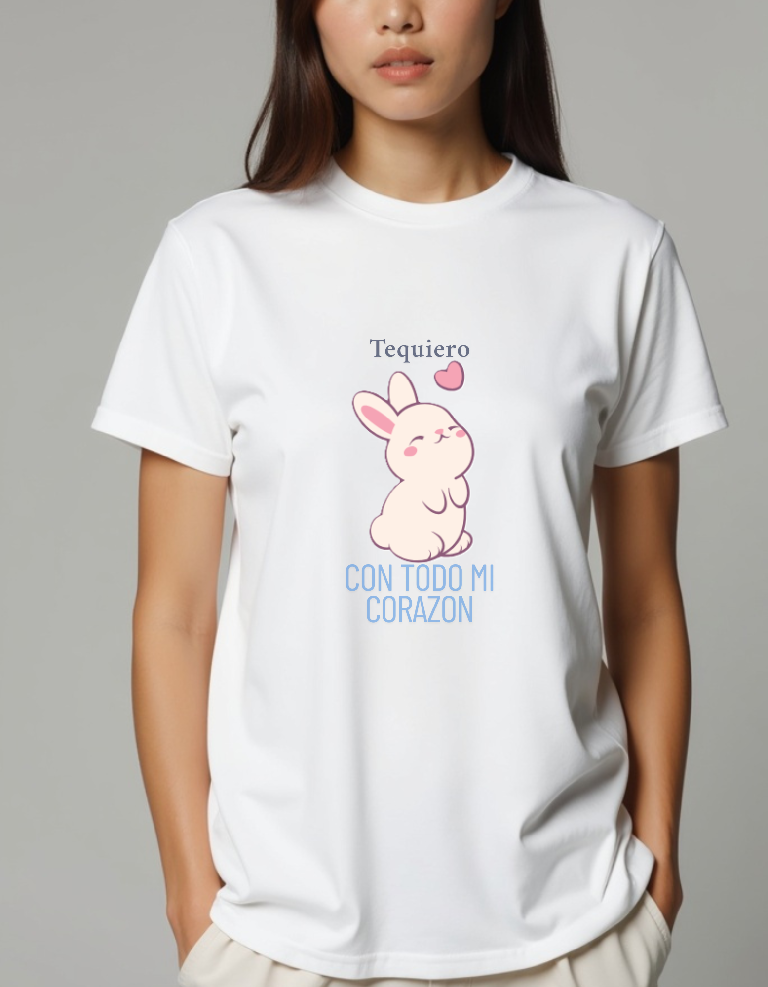 Playera de conejito tierno con la frase Te Quiero