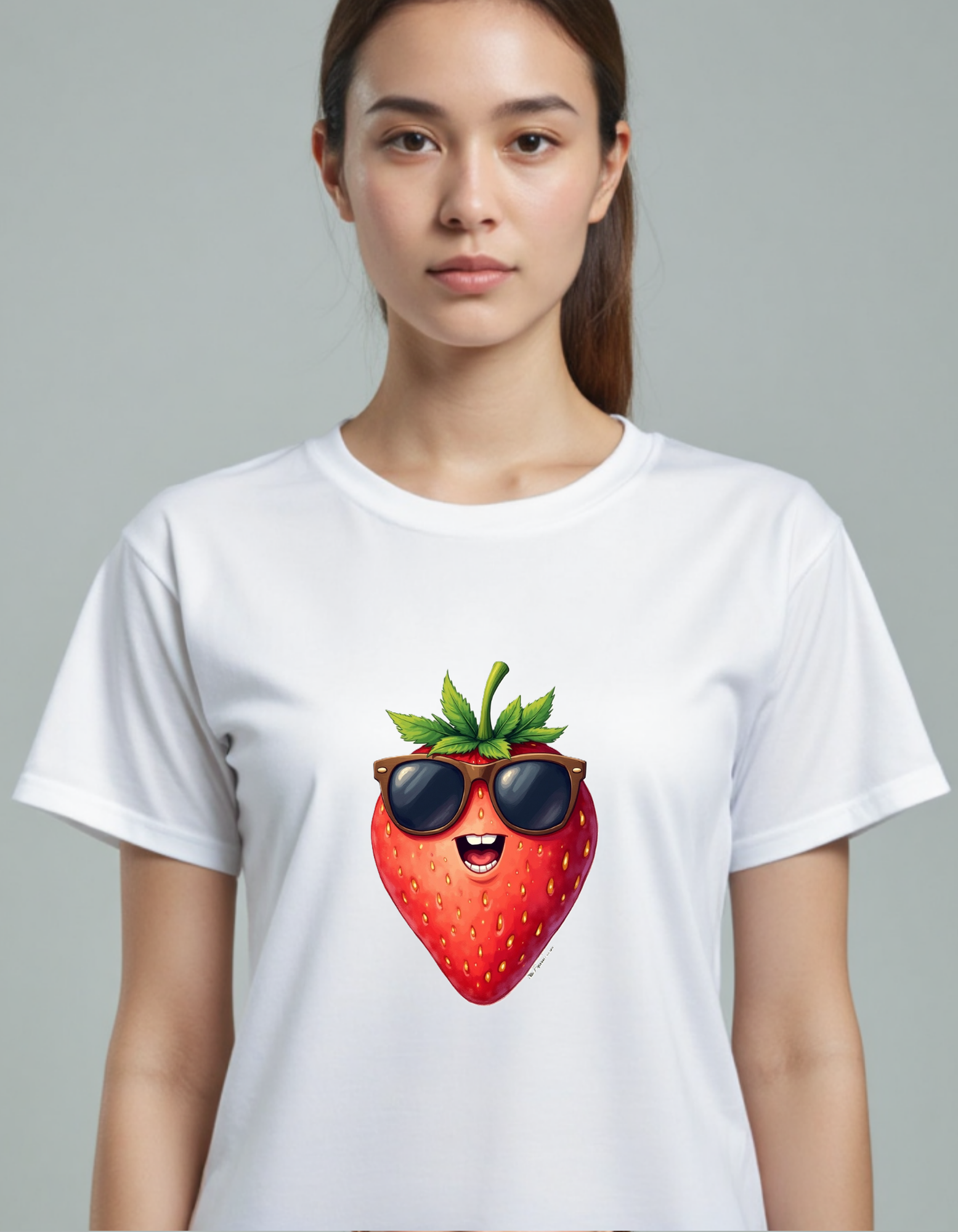 Playera con imagen de fruta fresa