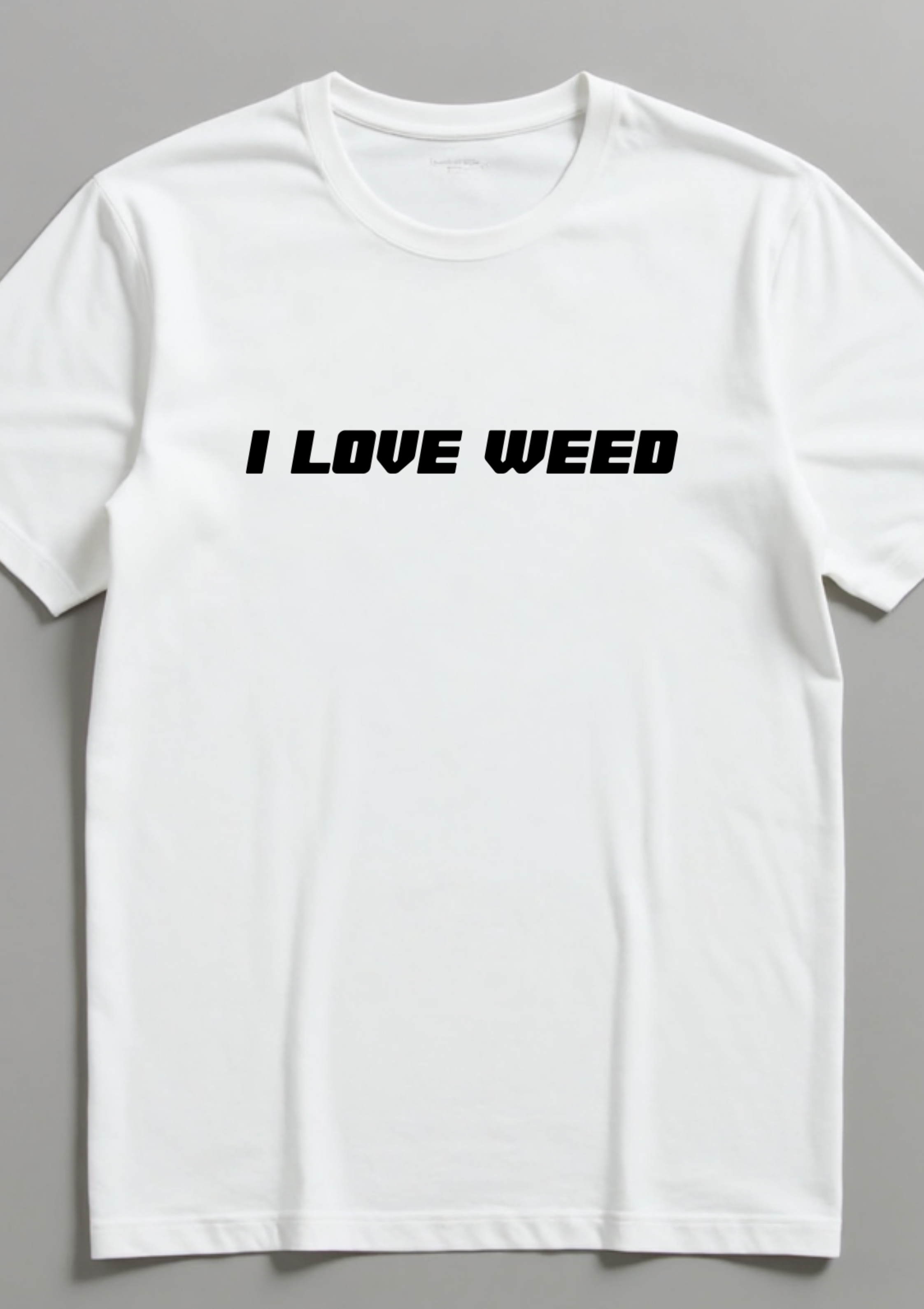 Playera con frase I Love Weed en letra en color negro